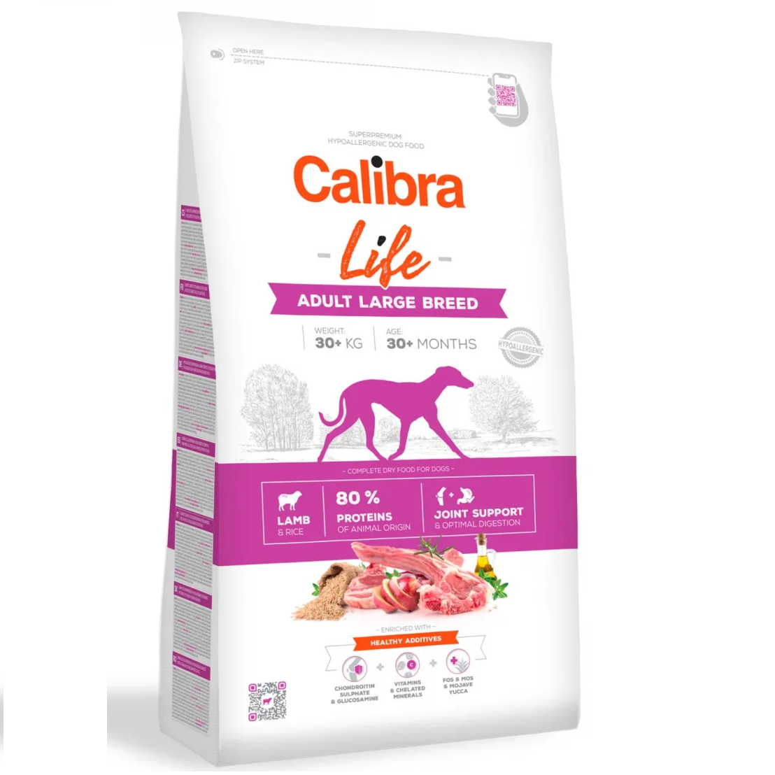 CALIBRA Dog Life Adult Large Breed, cu Miel – Hrană Uscata Superpremium pentru Câini Adulți de Talie Mare, 12kg