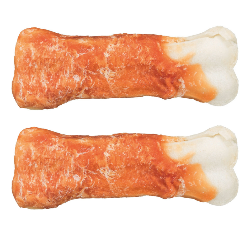 Recompensa DENTAFUN Pentru Caini, Os Piele cu Piept de Pui 11cm | 60g | 2buc