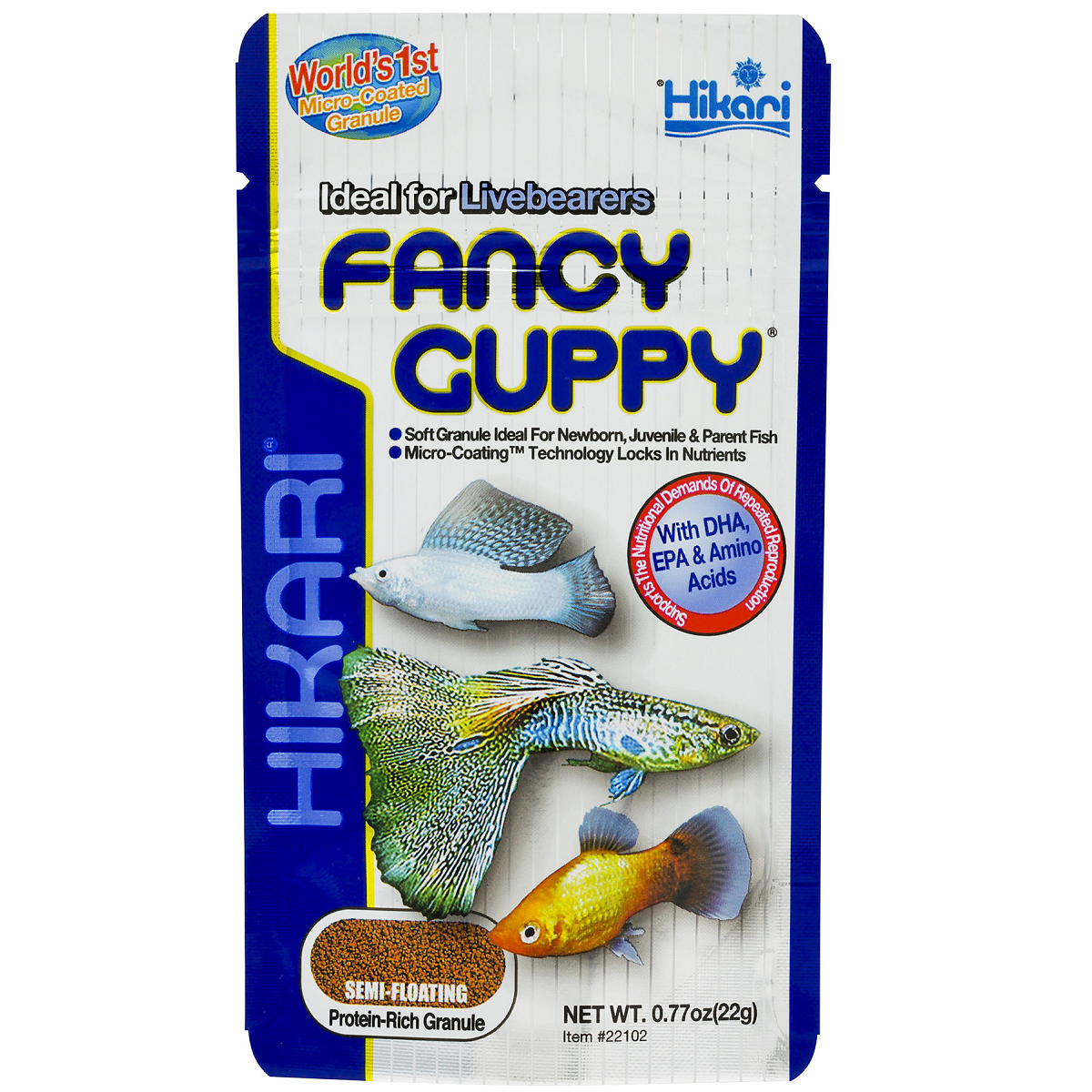 HIKARI Fancy Guppy, 22 g – Hrana Granulata Premium pentru Pesti Vivipari, Special Creata pentru Guppy , Molly, Platy si Swordtail