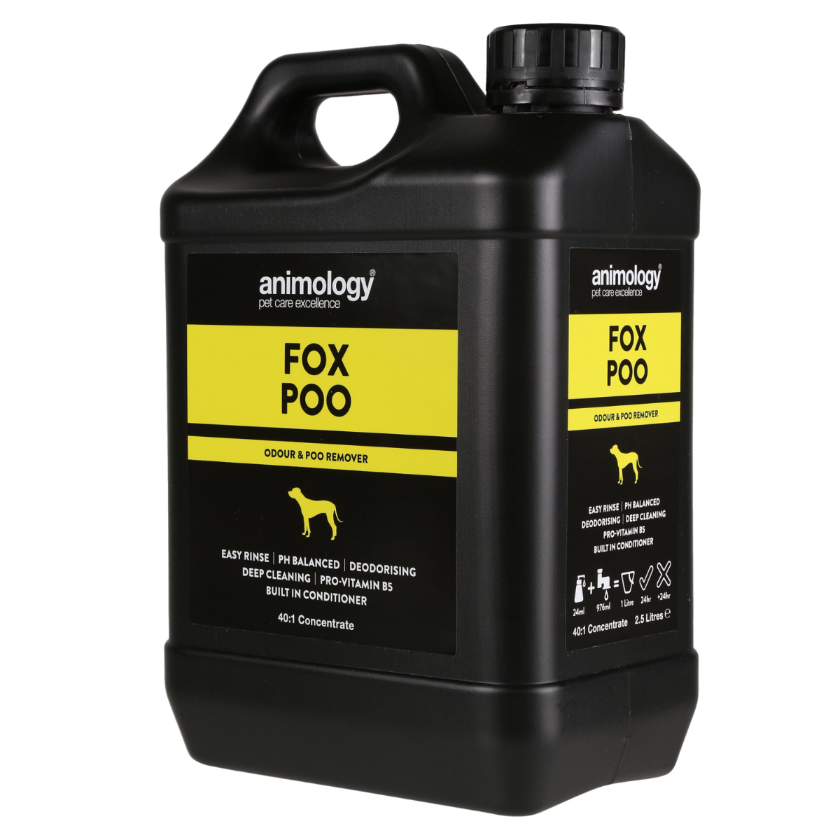 ANIMOLOGY Fox Poo Sampon Vegan Pentru Caini, Concentrat 1:40, Curatare Profunda Blana si Piele Foarte Murdara, Urat Mirositoare 2.5L
