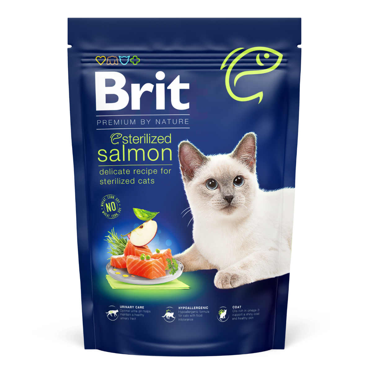 BRIT PREMIUM By Nature Cat Adult Sterilized, Somon, Hrana Uscata Pisica Sterilizata, Protectia Aparatului Urinar | Piele Sanatoasa | Blana Stralucitoare, 800g