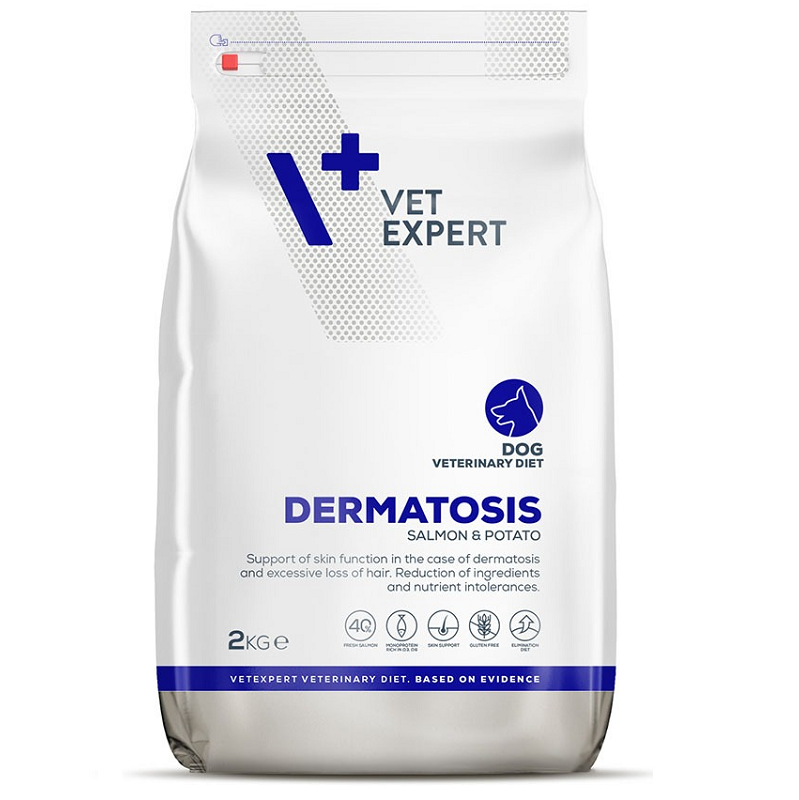 VETEXPERT 4T VETERINARY DIET Dermatosis, Somon, Hrana Uscata Caine cu Afectiuni Dermatologice | Atopii | Caderea Parului in Exces, 300g
