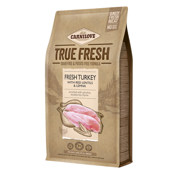 CARNILOVE True Fresh cu Curcan și Linte Roșie, 1.4 kg – Hrană Uscată Fără Cereale pentru Câini Adulți, Nutriție Naturală și Echilibru Digestiv