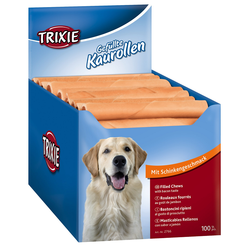 Recompensa Caini, Rulou din Piele de Vita Umplut cu Jambon 12 cm |35g | 5 buc