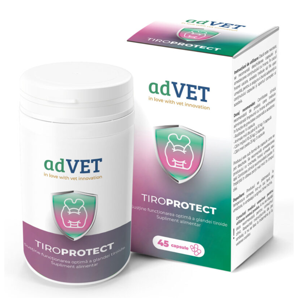 AdVET Tiroprotect 45 Capsule – Supliment pentru Functionarea Normala a Glandei Tiroide la Caini si Pisici