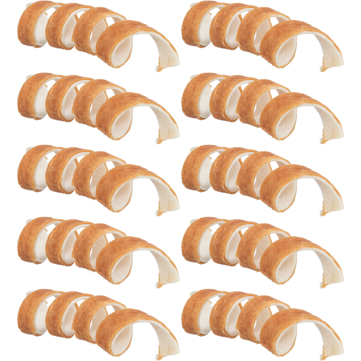 Recompensa Pentru Caini DENTAFUN Set Spirale din Piele cu Carne de Rata, 12cm | 10buc