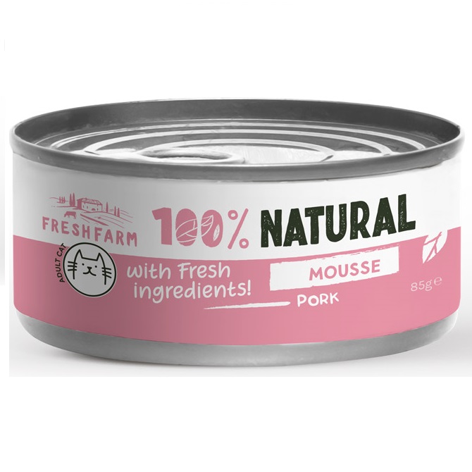 FRESH FARM Mousse Pate, cu Porc si Pui, 85 g - Hrana Umeda Fara Cereale pentru Pisici, Textura Fina de Pate