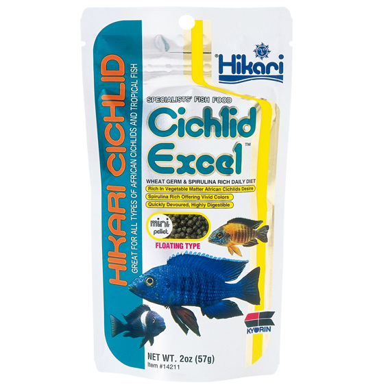 HIKARI Cichlid Excel Mini, Hrana Granule Plutitoare Pentru Ciclide Ierbivore si Alti Pesti Tropicali Ierbivori, 57g