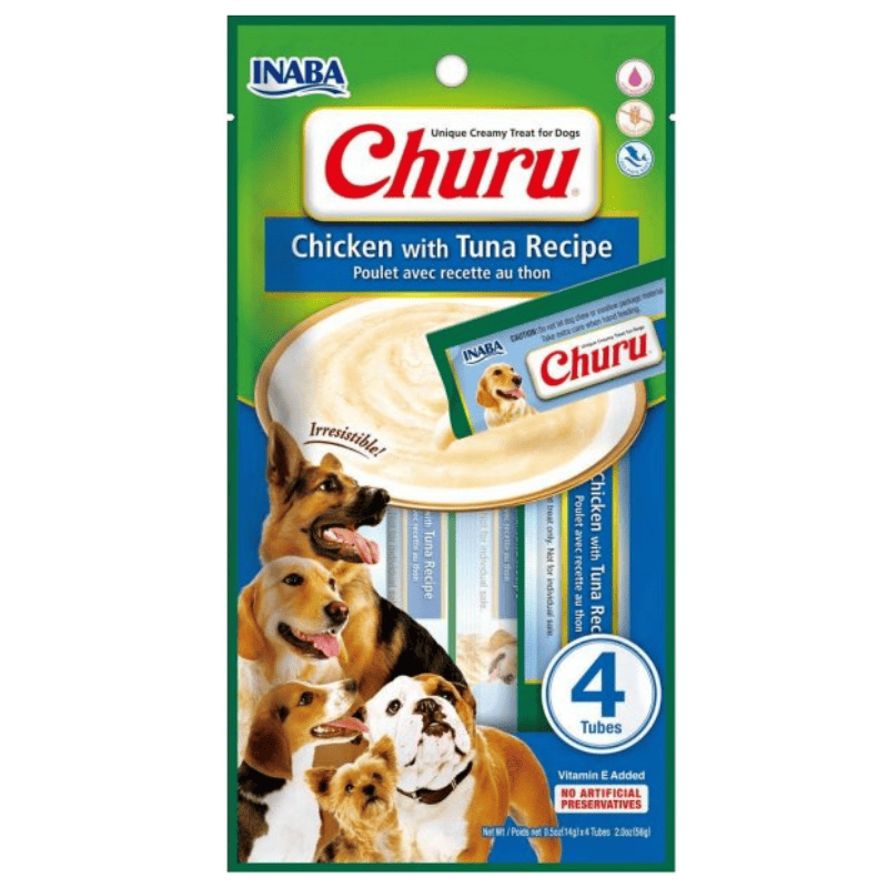CHURU Creamy Treats Chicken with Tuna Recipe 4x14 g | Recompense cremoase pentru caini | Reteta cu pui si ton