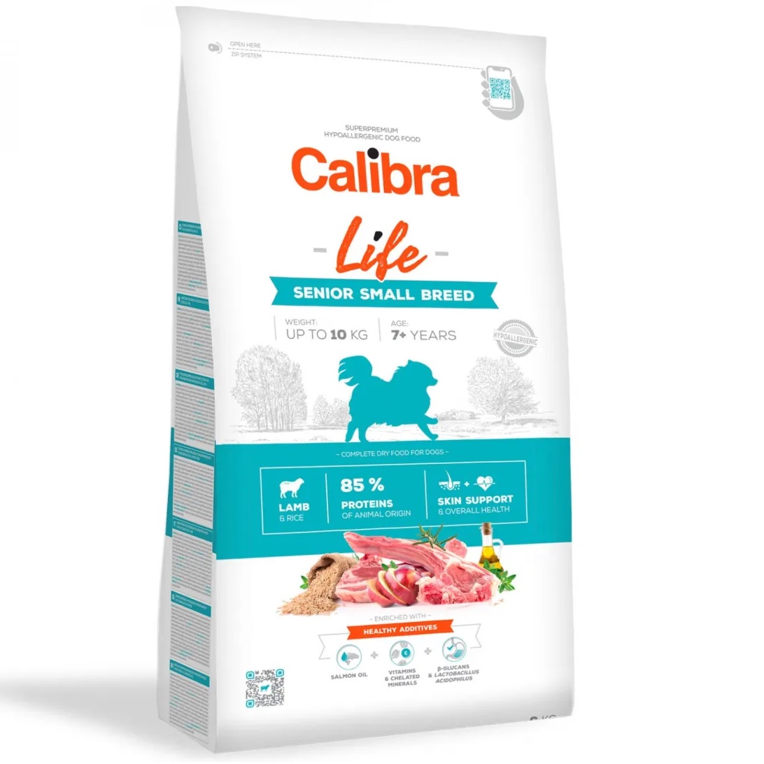 CALIBRA Dog Life Senior Small Breed, cu Miel – Hrană Uscata Superpremium pentru Câini Seniori de Talie Mică, 6kg
