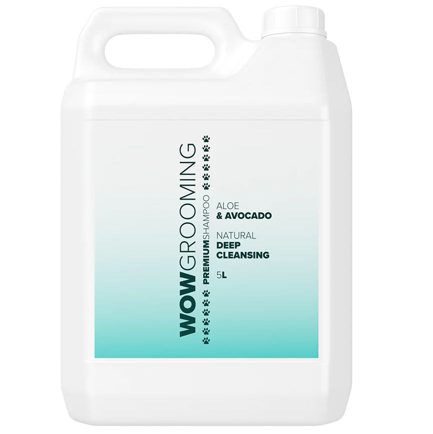 WOW GROOMING Premium Natural Deep Cleansing, cu Aloe si Avogado, Sampon Concentrat 1:32, Pentru Caini, Curatare Profunda Orice Tip de Blana, 5L