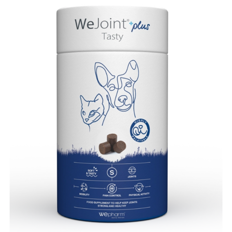 WePHARM WeJoint Plus Tasty Small Breed & Cat 30 Comprimate Masticabile – Supliment Articular cu Colagen Nativ Tip II pentru Caini de Talie Mica si Pisici
