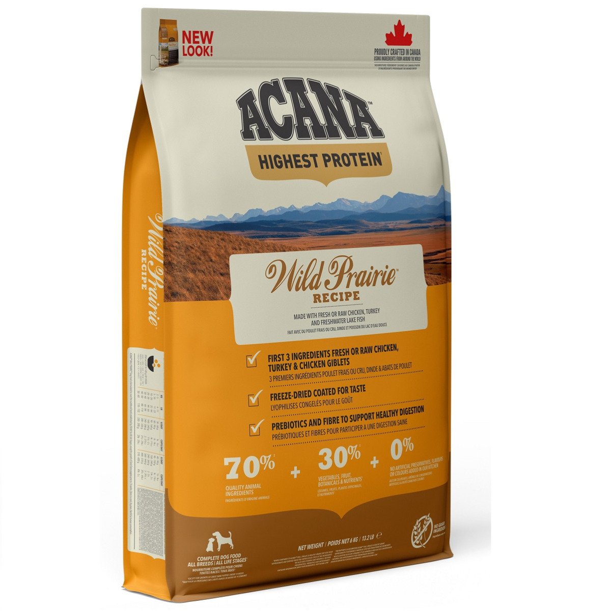 ACANA Highest Protein Wild Prairie, Hrana Uscata Fara Cereale Pentru Caini, 11.4kg