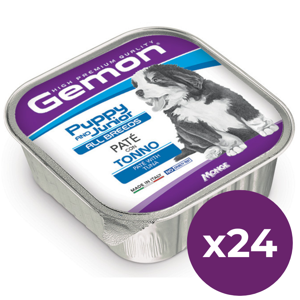 GEMON Puppy & Junior Pate cu Ton - Set Conserve Hrană Umedă pentru Căței, 24x150g