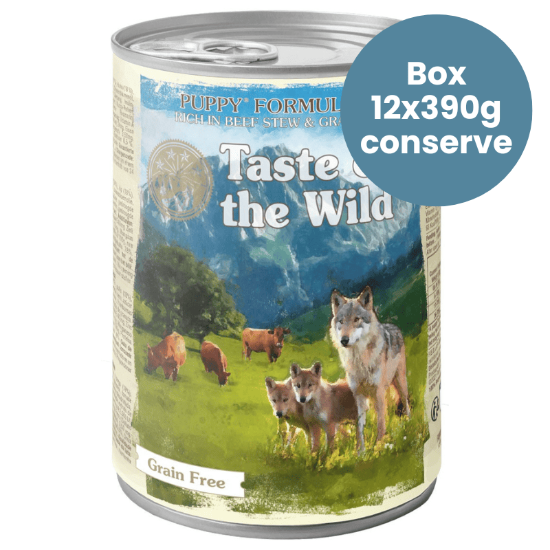 TASTE of the WILD Puppy Canine Recipe with Beef in Gravy Box 12x390 g | Hrana Umeda Fara Cereale pentru Catei in Crestere | cu Vita, Pui si Legume Selectionate