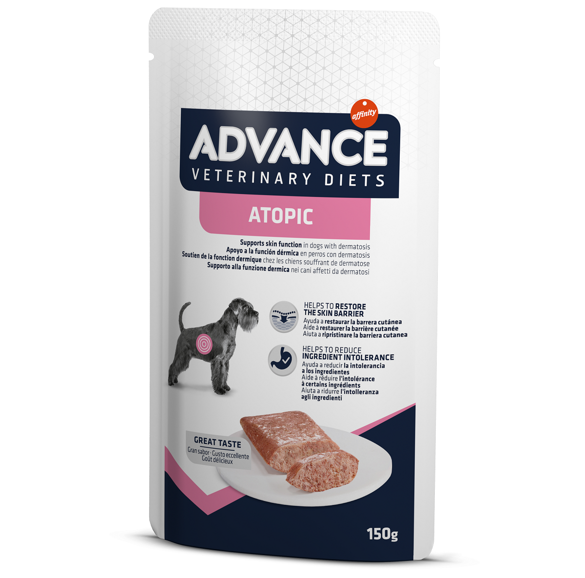 ADVANCE Veterinary Diets Dog Atopic, Plic Hrana Umeda Pentru Caini Alergici sau cu Afectiuni Derma 150g