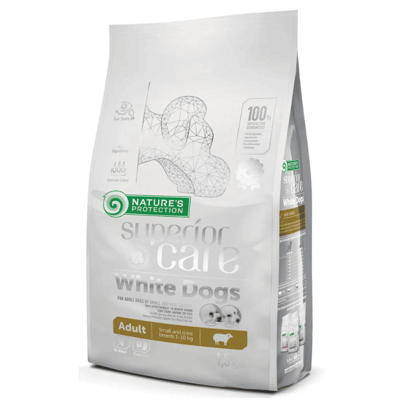 NATURE'S PROTECTION Superior Care White Dogs Small & Mini Breeds Adult cu Miel 10 kg | Hrana Uscata Super Premium pentru Caini Adulti Toy si de Talie Mica