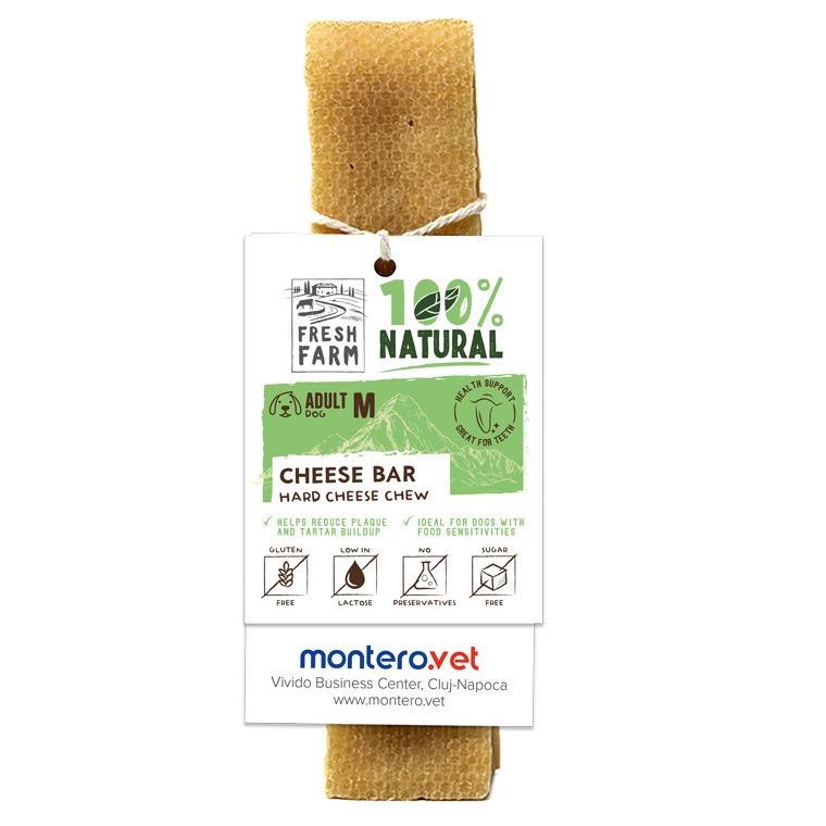 FRESH FARM Cheese Bar Medium - Recompensa 100% Naturala Fara Cereale, din Branza Dura, pentru Caini de Talie Mca / Medie, Fara Gluten si Conservanti