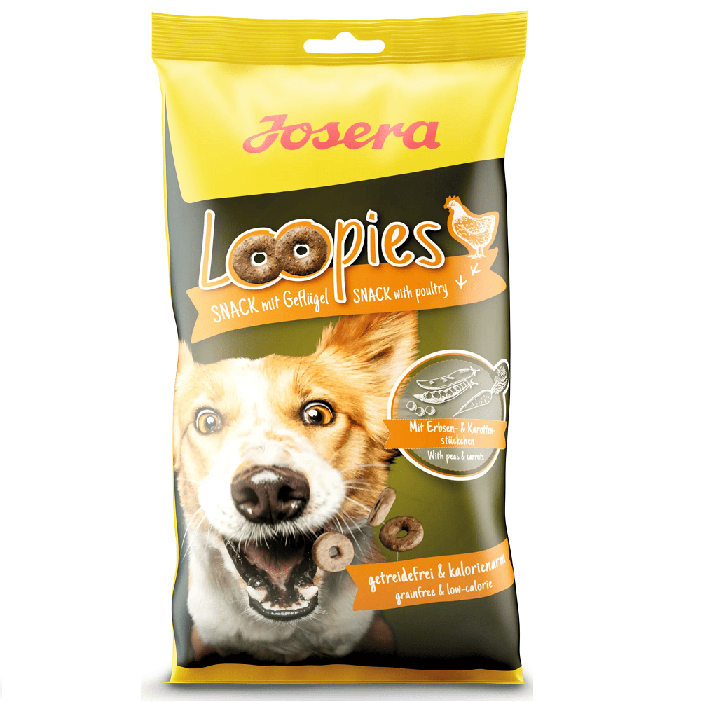 JOSERA Loopies with Poultry 150 g | Recompense Premium Fara Cereale pentru Caini | Cu Proteina Uscata din Pasare 30% | Gust Crocant si Portionare Controlata