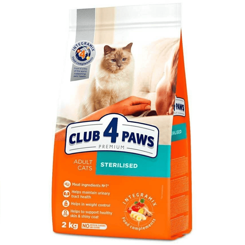CLUB 4 PAWS Cat Sterilised cu Pui 2 kg | Hrana Uscata Premium pentru Pisici Adulte Sterilizate