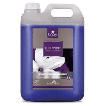 IBANEZ Pure White 5 L | Șampon Profesional Concentrat 3:1 pentru Câini și Pisici cu Blană Albă sau Deschisă la Culoare