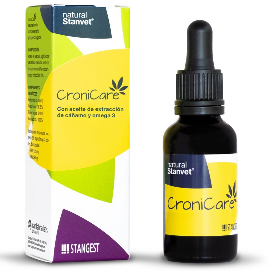 CRONICARE Oil, Supliment cu Ulei de Cannabis, Adjuvant in Tratarea Diverselor Afectiuni la Caini si Pisici, 30ml