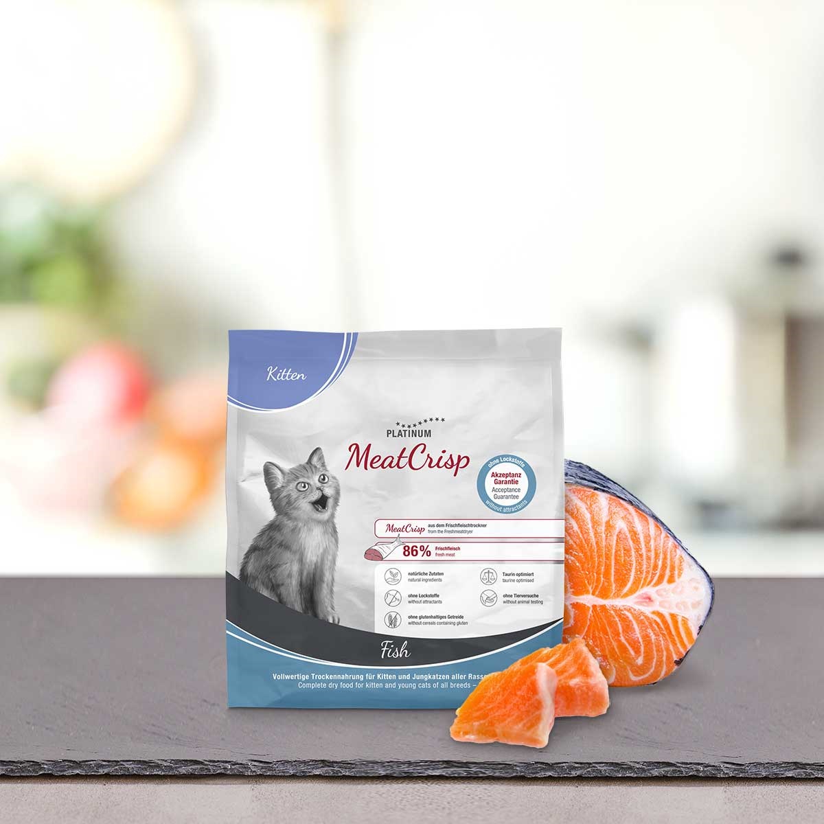 PLATINUM MeatCrisp Kitten, cu Peste, Hrana Uscata Pentru Pui de Pisica, 400g