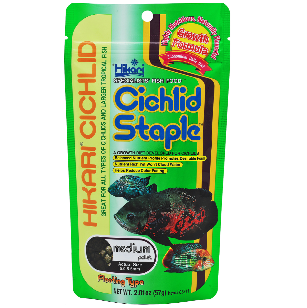 HIKARI Cichlid Staple Medium, Hrana Granule Plutitoare Pentru Ciclide de Acvariu, 57g