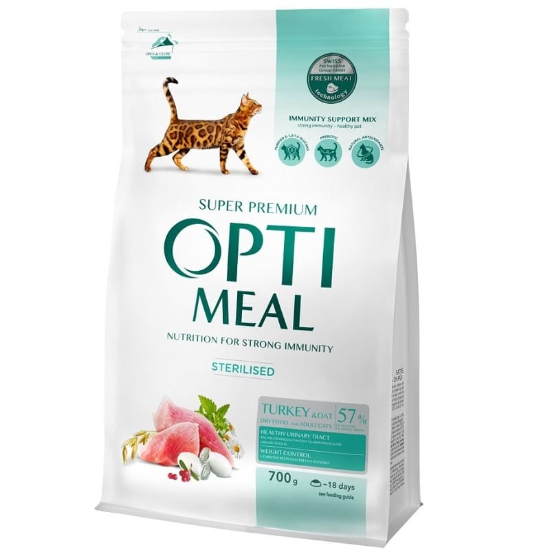 OPTIMEAL Cat Sterilised cu Curcan si Ovaz 700 g | Hrana Uscata Super-Premium pentru Pisici Sterilizate