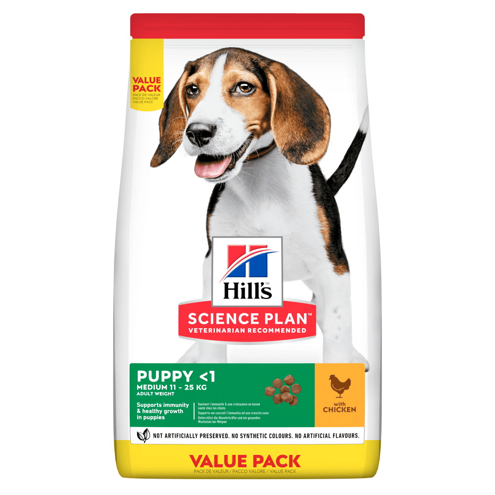 HILL'S Science Plan Puppy Medium cu Pui, Value Pack18 kg – Hrana Uscata pentru Catei de Talie Medie, cu DHA, Proteine de Calitate si Minerale pentru Oase Puternice