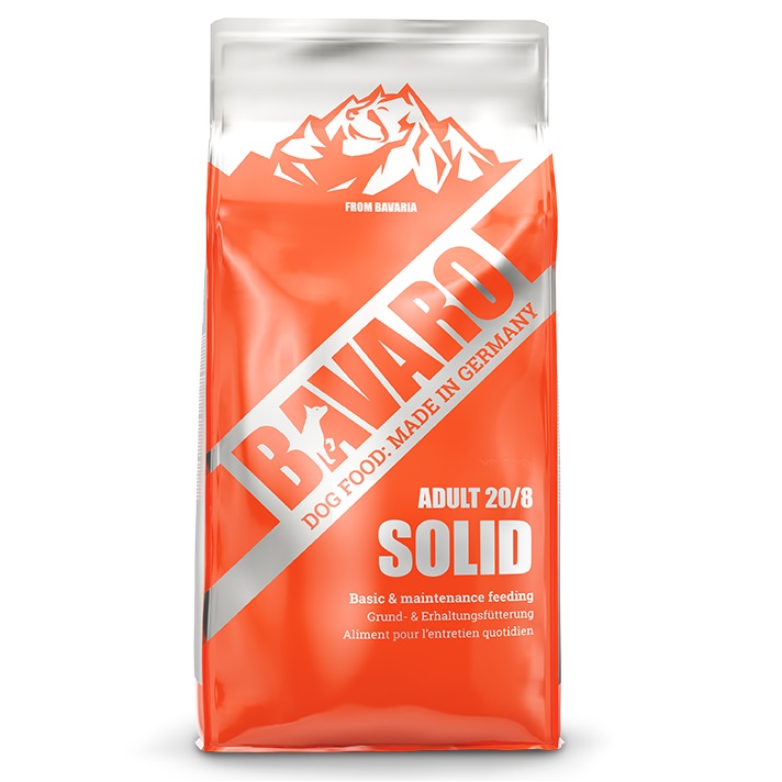 BAVARO Solid 20 / 8, 18kg – Hrană Uscată Premium (20% proteine / 8% grasimi) pentru Câini Adulți de Talie Mare, pentru o Viata Sanatoasa si Activa
