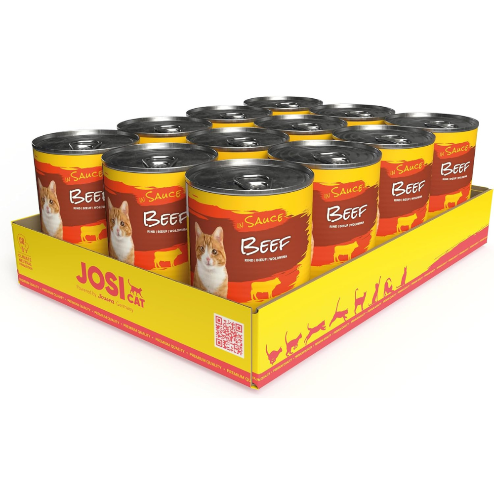 JOSICAT Beef in Sauce Set 12 x 415 g – Hrană Umedă Premium pentru Pisici Adulte, cu Vită Fragedă în Sos