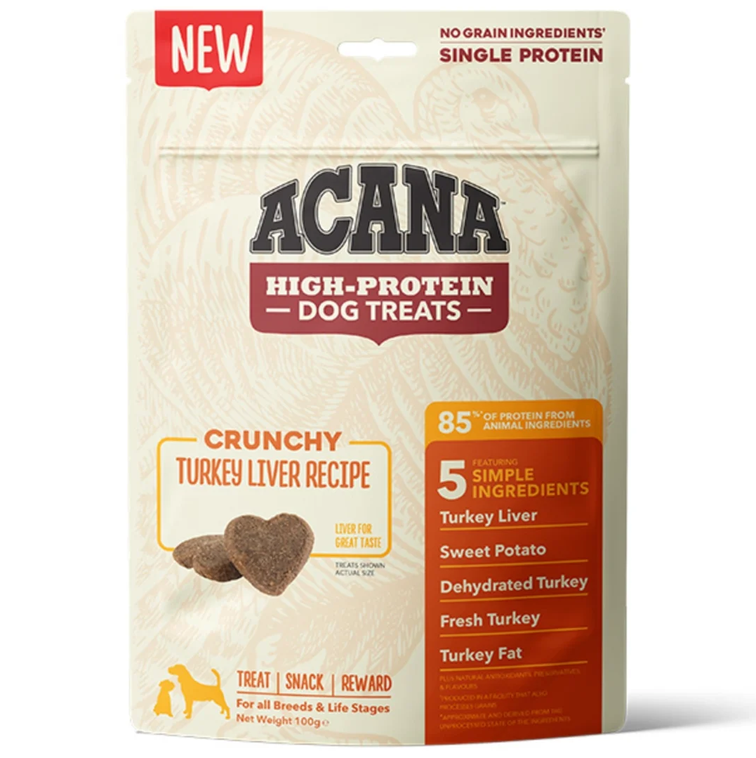 ACANA High Protein Dog Treats, cu Curcan, Recompense Monoproteice, Fara Cereale, Caini, 100g
