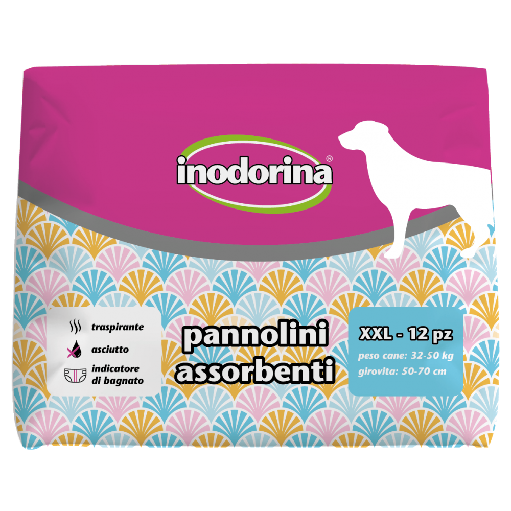 INODORINA Scutece Absorbante Pentru Caini, Femele, Marime XXL 32-50kg, 12buc