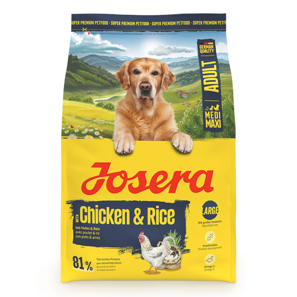 JOSERA Medi/Maxi cu Pui si Orez 3 kg | Hrana Uscata pentru Caini Adulti de Talie Medie si Mare | Crochete Mari si Suport Articular