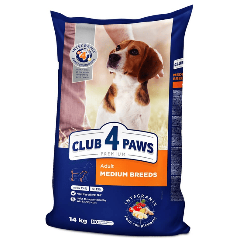 CLUB 4 PAWS Adult Medium cu Pui 14 kg | Hrana Uscata Premium pentru Caini Adulti de Talie Medie