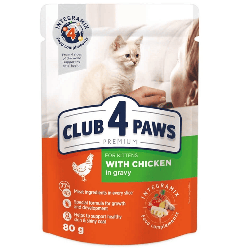 CLUB 4 PAWS Kitten cu Pui 80 g | Hrană Umedă Premium pentru Pisoi