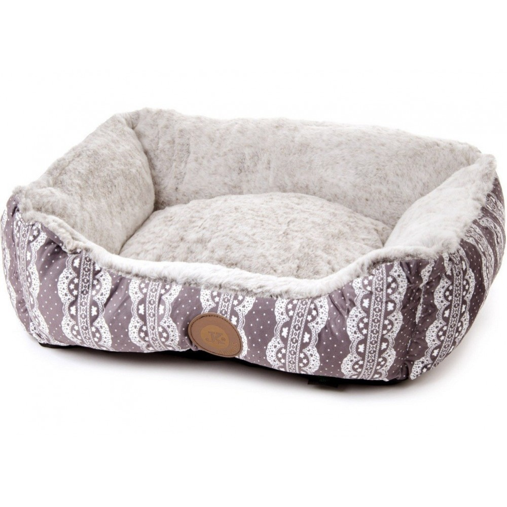 Culcus Imblanit Pentru Caini si Pisici, Poliester si Plus  Gri 50x40x17cm