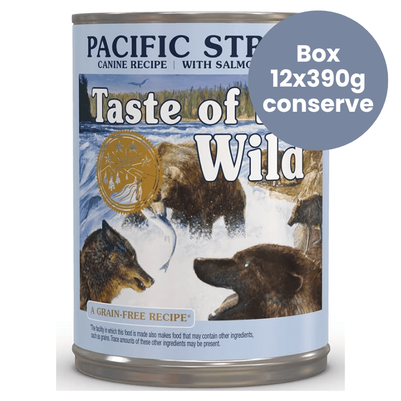 TASTE of the WILD Pacific Stream Canine Recipe with Salmon in Gravy Box 12x390 g | Hrana Umeda Fara Cereale pentru Caini Adulti | cu Somon, Peste Oceanic si Curcan