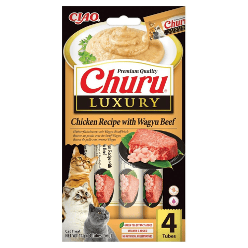 CHURU Luxury Creamy Treat Tuna with Wagyu Beef 4x14 g | Recompensa Cremoasa Premium pentru Pisici | Reteta cu Ton si Vita Wagyu