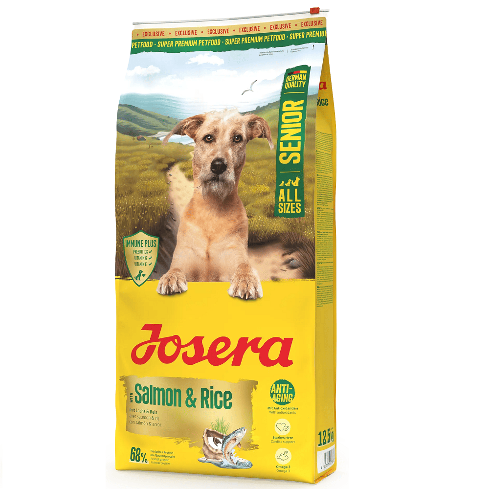 Josera Senior cu Somon si Orez 12,5 kg | Hrana Uscata Premium pentru Caini Seniori | Suport Inima, Vitalitate si Sistem Imunitar