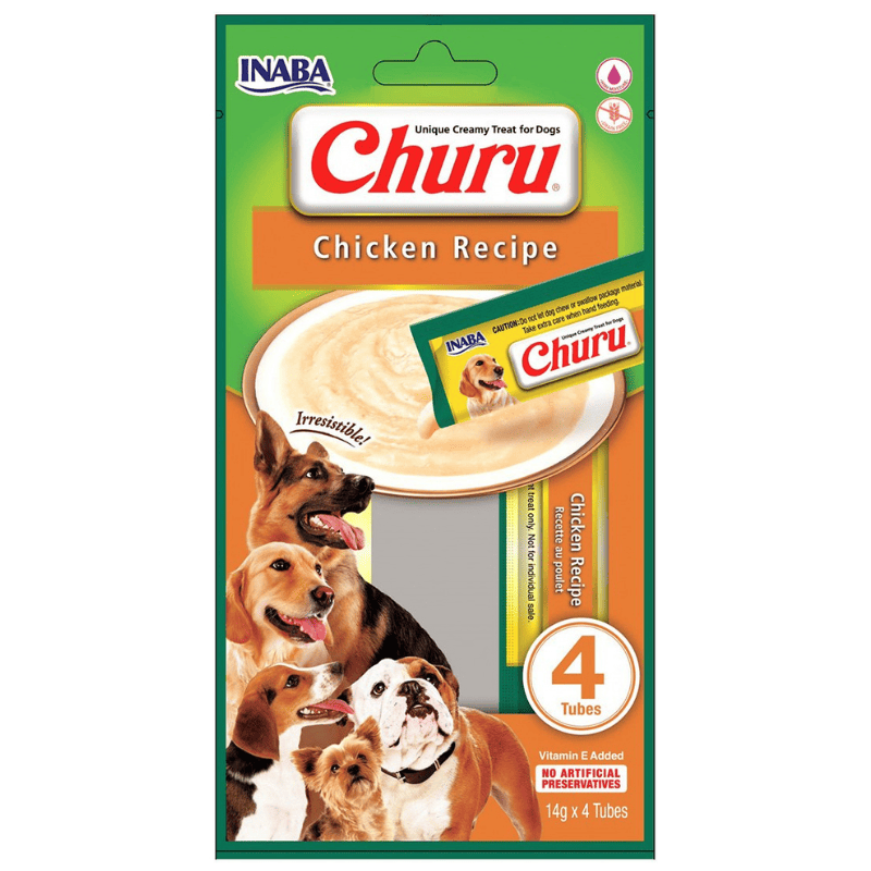 CHURU Creamy Treats for Dogs, Chicken Recipe, 4x14g | Recompense Cremoase pentru Caini cu Pui