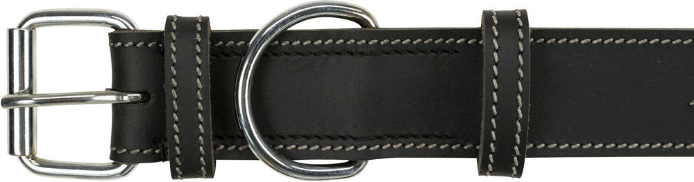 TRIXIE Rustic Heartbeat, Zgarda din Piele Pentru Caini, Reglabila, Neagra, Marime XL 55-65cm | 40mm