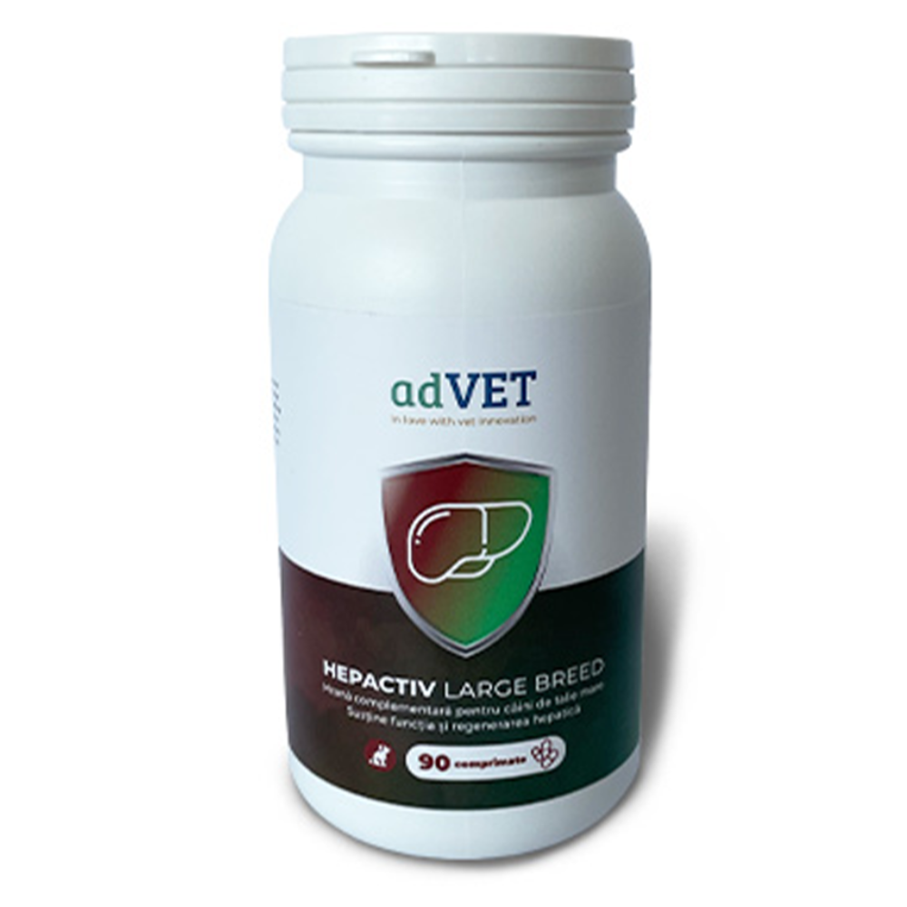 AdVET Hepactiv Large Breed 90 Comprimate – Supliment pentru Functia si Regenerarea Hepatica la Caini de Talie Mare