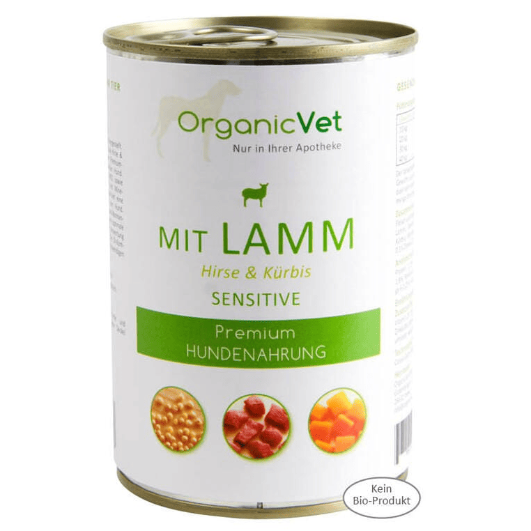 OrganicVet Sensitive cu Miel, Dovleac si Mei 400 g | Hrana Umeda Super-Premium pentru Caini cu Digestie Sensibila