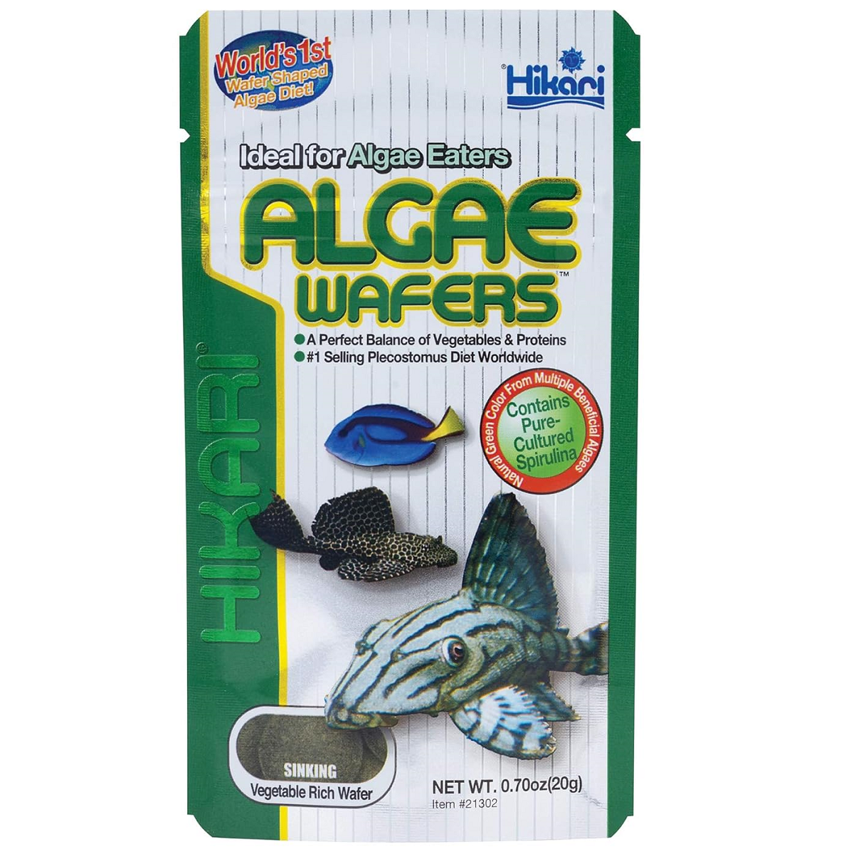 Hikari Algae Wafers, 20 g – Hrana Completa pe Baza de Alge pentru Pesti Pleco si Alte Specii Ierbivore de Fund