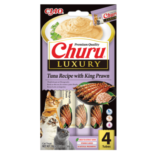CHURU Luxury Creamy Treat Tuna with King Shrimp 4x14 g | Recompensa Cremoasa Premium pentru Pisici | Reteta cu Ton si Creveti King