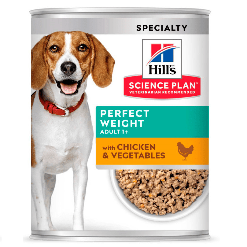 HILL'S Science Plan Perfect Weight cu Pui si Legume, 363 g – Hrana Umeda pentru Caini Adulti, Suport pentru Mentinerea unei Greutati Sanatoase