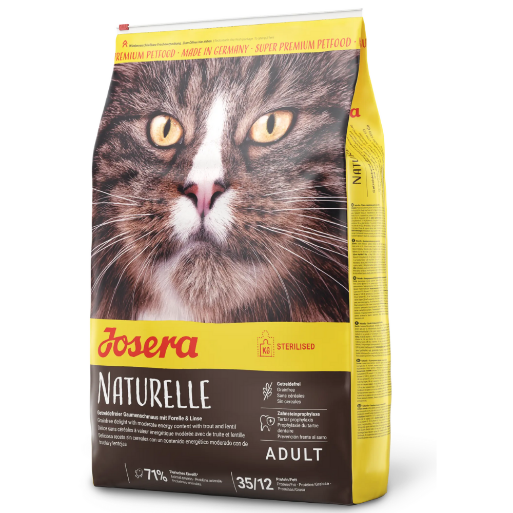 JOSERA Naturelle cu Somon si Linte, 2 kg – Hrană Uscată Fara Cereale pentru Pisici Adulte, Susține Controlul Greutății și Sănătatea Urinară