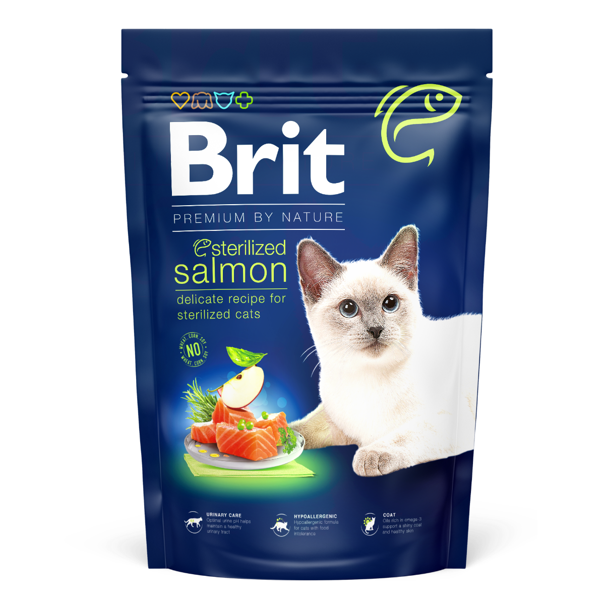 BRIT PREMIUM By Nature Cat Adult Sterilized, Somon, Hrana Uscata Pisica Sterilizata, Protectia Aparatului Urinar | Piele Sanatoasa | Blana Stralucitoare, 1.5kg